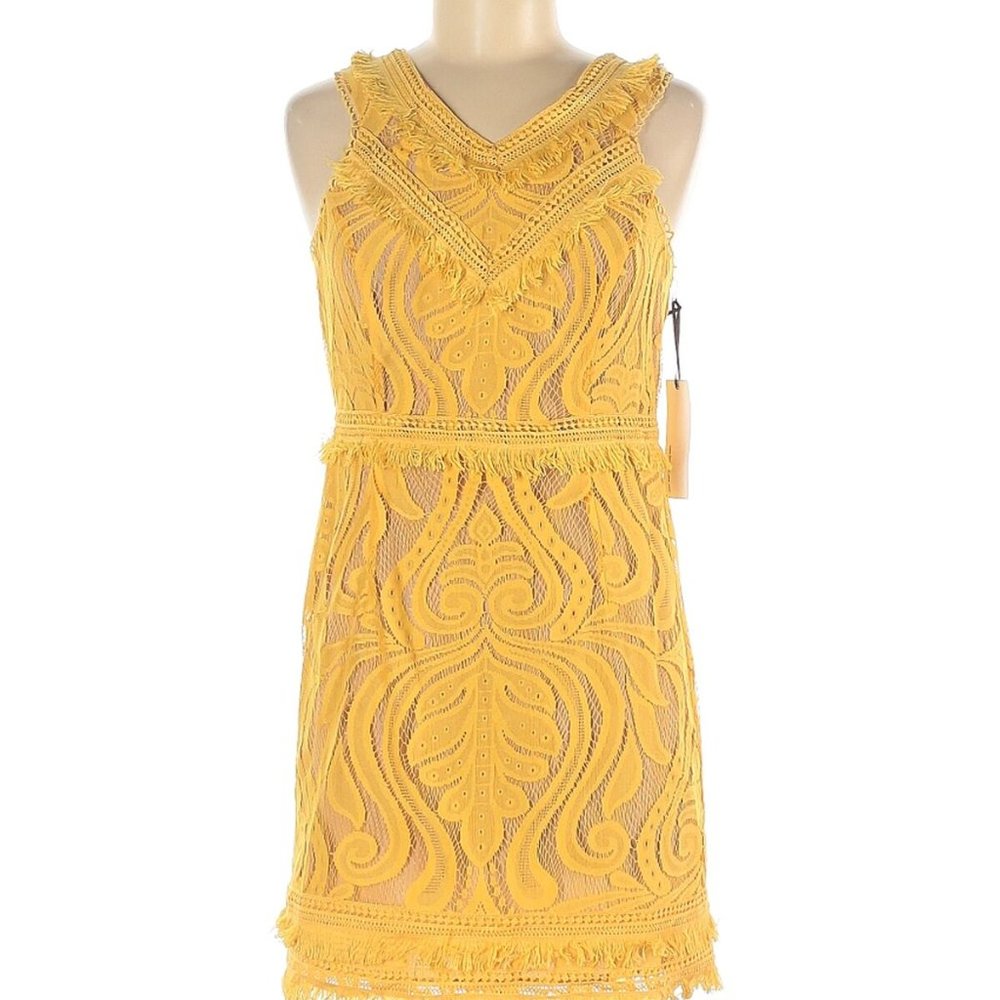 Ryse the Label Yellow lace Ruffled Mini Dress Size 2